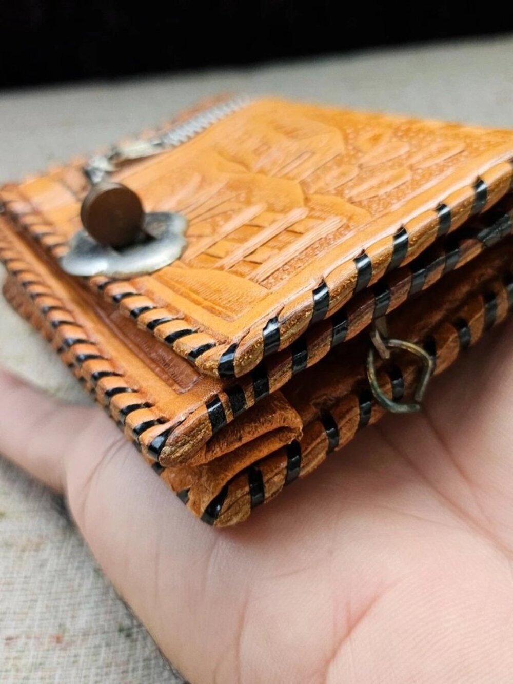 Mexico Handmade Wallet Genuine Leather Coin Puruse Card Holder Purse - Picture 2 of 12